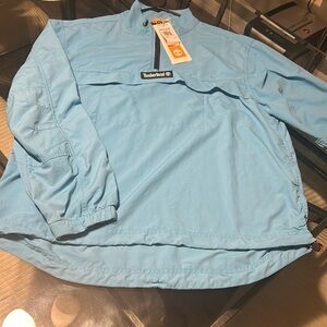 NWT Timberland Light Blue Quarter Zip DWR Hiking Anorak, Men’s Large